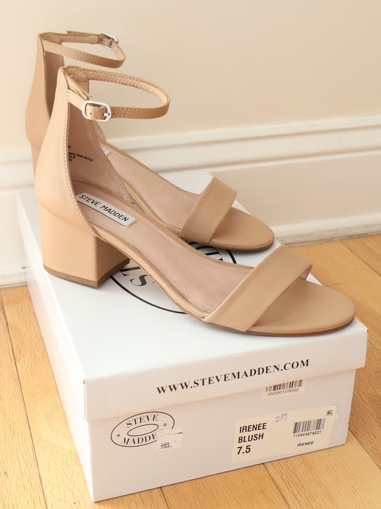 Steve Madden Shoes - Steve Madden Irenee Blush Nude Block Heel Ankle Strap Sandals Size 7.5